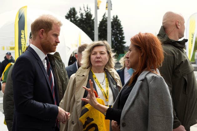 The Duke of Sussex At Invictus Games Ukraine Forum - Kyiv Prince Harry, The Duke of Sussex, StratCom Ukraine founder and Deputy Chairman of the Board of the Centre for Defence Strategies Alina Frolova and Minister for Veterans Affairs of Ukraine Nataliia Kalmykova (L to R) talk during the Invictus Games Ukraine Forum, dedicated to the 10th anniversary of the Invictus Games movement in Ukraine, at the National Museum of the History of Ukraine in WWII Memorial Complex, Kyiv, Ukraine, April 24, 2026. Ukraine has participated in the Invictus Games since 2017, showing strong results and steady team growth. The Ukrainian team competes in athletics, archery, rowing, and swimming, earning numerous medals and prize placements. Photo by Danylo Antoni Copyright: xUkrinform ABACAx