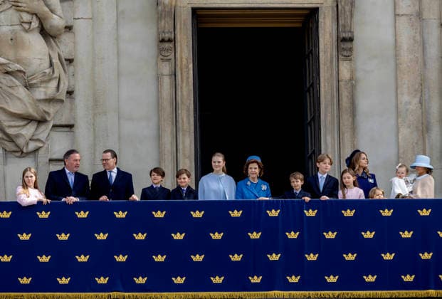 30-04-2026 Outer Chris O Neill, Prince Daniel, Prince Oscar, Princess Estelle, Queen Silvia, Prince Alexander, Prince Nicolas, Prince Julian, Princess Leonore, Princess Adrienne, Princess Madeleine, Princess Ines and Princess Sofia attend the Swedish Armed Forces tribute on the Outer Courtyard of the Royal palace as part of the celebrations of King Carl Gustafs 80th birthday in Stockholm, Sweden. Â Copyright: xPPEx