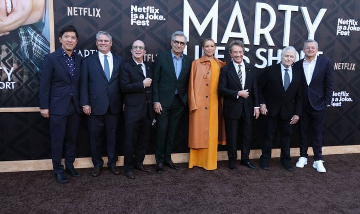 Los Angeles Premiere Of Netflix s Marty, Life Is Short Hollywood CA May 06: Dan Lin, Kate Hudson, Adam Del Deo, Eugene Levy, Ted Sarandos, Martin Short, Paul Shaffer, Lawrence Kasdan Akhbarii at the Los Angeles Premiere Of Netflix s Marty, Life Is Short held at The Egyptian Theatre in Hollywood, CA. on May 06, 2026 Credit: AdMedia Hollywood CA United States EDITORIAL USE ONLY Copyright: xx ADx admphotostwo987350