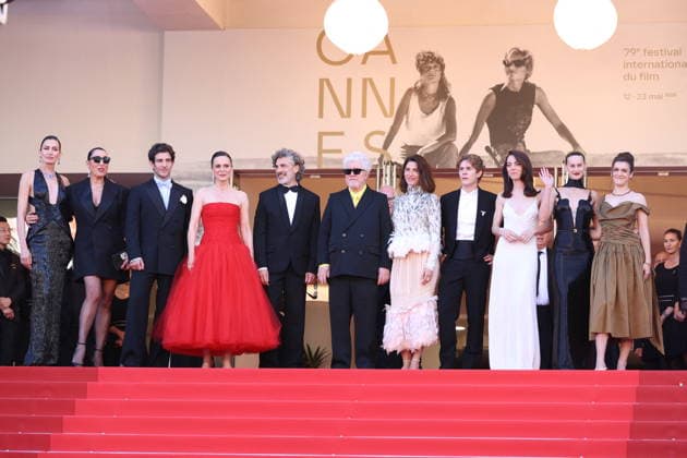 Cannes - Amarga Navidad Red Carpet Nievez Alvarez, Rossy De Palma, Quim Gutierrez, Aitana Sanchez-Gijon, Leonardo Sbaraglia, Pedro Almodovar, Barbara Lennie, Patrick Criado, Victoria Luengo, Milena Smit and Amaia Romero attending the Amarga Navidad (Bitter Christmas) screening during the 79th annual Cannes Film Festival at Palais des Festivals on May 19, 2026 in Cannes, France. Photo by Jerome Domine ABACAPRESS.COM Cannes France Copyright: xDominexJerome ABACAx