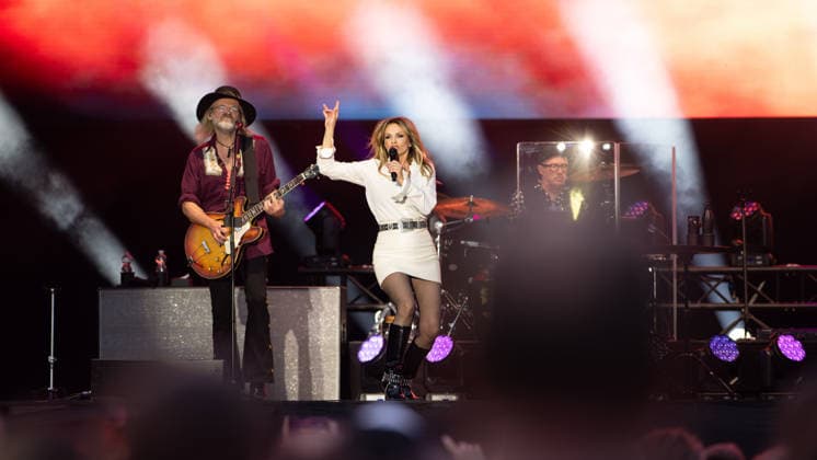 Roxette, Live Back Again, Schloßplatz, Coburg Concert, Live Music Roxette, Live Back Again 28 Jun 2026 Schloßplatz, Coburg, Germany Image: Christoffer Lundquist and Lena Philipsson, of Rosette, preform in the Schloßplatz, Coburg. Copyright: xPresseFotoxEvansx