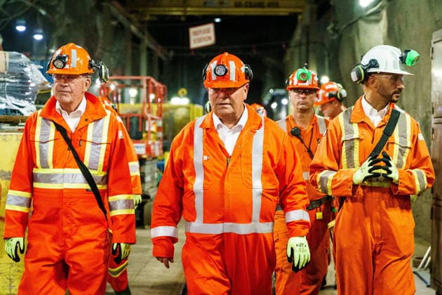 August 27, 2026, Sudbury, On, Canada: Ontario Premier Doug Ford, centre, tours the Glencore Onaping Depth Project alongside, member of provincial parliament for Timmins George Pirie, left, and Minister of Energy and Mines Stephen Lecce, right, in Sudbury, Ont., on Thursday, Aug. 27, 2026. Sudbury Canada - ZUMAc35_ 20260827_zaf_c35_041 Copyright: xKeitoxNewmanx