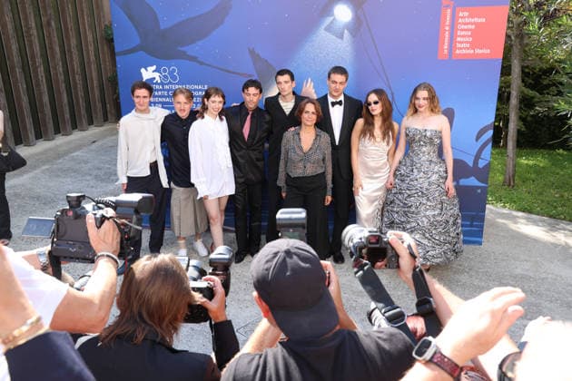 September 2, 2026, Venice, Italy: Hans-Christian Hegewald, Lia von Blarer, Alina Marazzi, Lucas Englander, Emilia Schuele, Sebastian Schneider, Luna Wedle, Idan Weiss and Aaron Altaras attend the premiere of The Girl With The Leica during the 83rd Venice International Film Festival at Palazzo del Cinema on the Lido in Venice, Italy, on 02 September 2026. Photo: Venice Italy - ZUMAm179 20260902_zep_m179_092 Copyright: xAlecxMichaelx