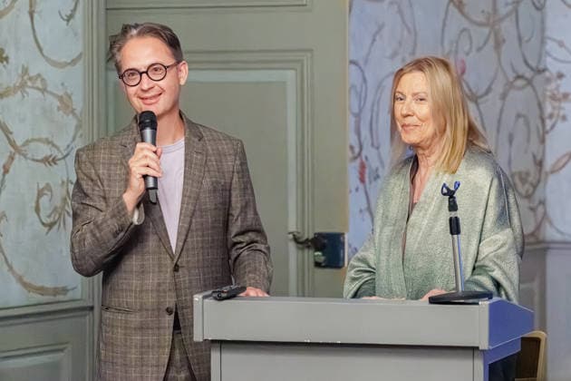 September 2, 2026, Düsseldorf Prof. Dr. Stefan Schweizer, Scientific Director of Schloss Benrath, and Renate Aller, a New York-based director and photographer, on the sidelines of the opening reception for the Eva Rubinstein exhibition Proof of Life at the Museum of Garden Art, Schloss Benrath, Düsseldorf. Schloss Benrath, Museum of Garden Art, North Rhine-Westphalia, German