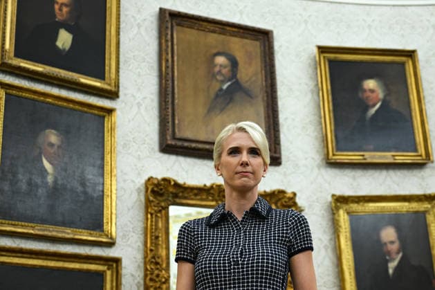 September 4, 2026, Washington, District Of Columbia, USA: WASHINGTON, DC - SEPTEMBER 4: Natalie Harp, Executive Assistant to the President, listens as United States President Donald J Trump makes an announcement on taking action to help farmers and ranchers with meat processing on Friday, Sept. 4, 2026 in the Oval Office of the White House in Washington, DC, USA Washington USA - ZUMAs152 20260904_faa_s152_006 Copyright: xAnnabellexGordonx-xPoolxviaxCNPx