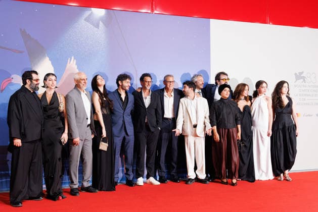 IPA88134942 - VENICE, ITALY - SEPTEMBER 4: (2nd from left to right) Mona Hodeib, Issam Bou Khaled, Nora Mariana, Rami Kodeih, Grant Heslov, George Clooney, Hasan Akil, guest, guest, Rodrigo Teixeira, Rym Mroue, Maria Nakouzi, and Berta Marchiori attend the screening of Furies during the 83rd Venice International Film Festival at Sala Giardino on September 4, 2026, in Venice, Italy. Photo: Cinzia Camela. Copyright: xCinziaxCamela LiveMediax xCinziaxCamela LiveMediax 88134942