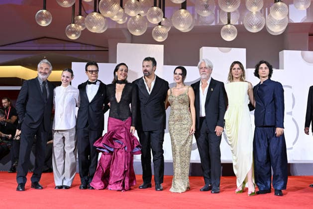 September 9, 2026, Venice, Rome, Italy: Tony Laudadio, Nicole Malay, Lino Musella, Vanessa Scalera, Edoardo De Angelis, Ivana Lotito, Tommaso Ragno, Elena Radonicich, and Samuele Mazza during the red carpet for the film The Fire That You Carry Inside, 83rd Venice Film Festival. Venice, September 9, 2026 Venice Italy - ZUMAa289 20260909_zia_a289_529 Copyright: xMariaxLauraxAntonellix xAgfx