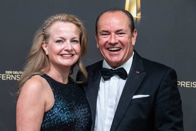 Wolfram KONS, host, and his wife Alexa, Red Carpet, Red Carpet Show, arrival, German Television Awards ceremony, The 2026 German Television Award, 2026 German Television Award at Confex Koeln, on September 9, 2025