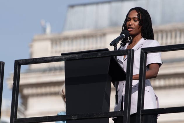 Fourth Plinth Unveiling at Trafalgar Square, London, UK - 10 September, 2026 American Artist Tschabalala Self speaks at the unveiling of her artwork Lady In Blue on the Fourth Plinth at Trafalgar Square, London, England, UK on Thursday 10 September, 2026., Credit:Justin Ng Avalon UK, England, London, Trafalgar Square Copyright: xJustinxNgx xAvalonx 1133037723