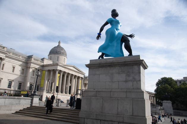 Fourth Plinth Unveiling at Trafalgar Square, London, UK - 10 September, 2026 A general view of Lady in Blue by American Artist Tschabalala Self as it is unveiled on the Fourth Plinth at Trafalgar Square, London, England, UK on Thursday 10 September, 2026., Credit:Justin Ng Avalon UK, England, London, Trafalgar Square Copyright: xJustinxNgx xAvalonx 1133037749