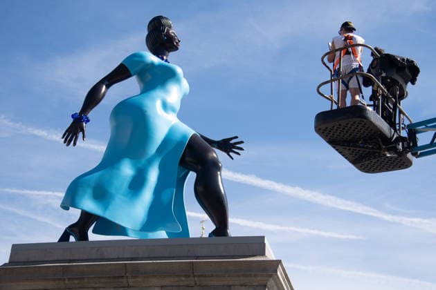 Fourth Plinth Unveiling at Trafalgar Square, London, UK - 10 September, 2026 A general view of Lady in Blue by American Artist Tschabalala Self as it is unveiled on the Fourth Plinth at Trafalgar Square, London, England, UK on Thursday 10 September, 2026., Credit:Justin Ng Avalon UK, England, London, Trafalgar Square Copyright: xJustinxNgx xAvalonx 1133069056