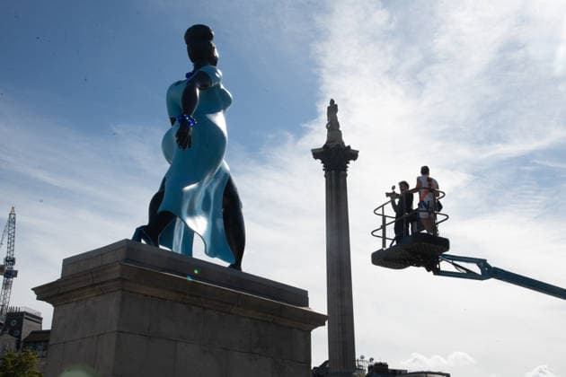 Fourth Plinth Unveiling at Trafalgar Square, London, UK - 10 September, 2026 A general view of Lady in Blue by American Artist Tschabalala Self as it is unveiled on the Fourth Plinth at Trafalgar Square, London, England, UK on Thursday 10 September, 2026., Credit:Justin Ng Avalon UK, England, London, Trafalgar Square Copyright: xJustinxNgx xAvalonx 1133069061