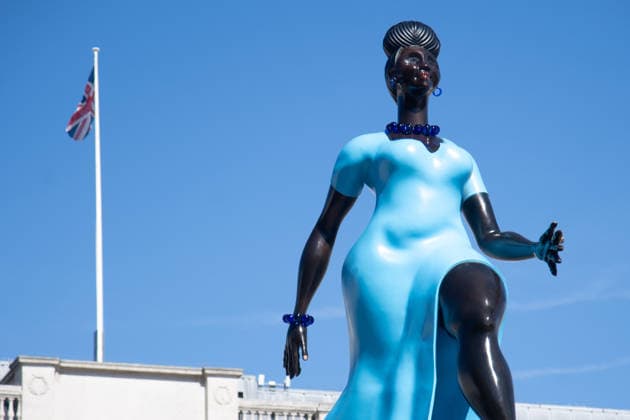 Fourth Plinth Unveiling at Trafalgar Square, London, UK - 10 September, 2026 A general view of Lady in Blue by American Artist Tschabalala Self as it is unveiled on the Fourth Plinth at Trafalgar Square, London, England, UK on Thursday 10 September, 2026., Credit:Justin Ng Avalon UK, England, London, Trafalgar Square Copyright: xJustinxNgx xAvalonx 1133069082