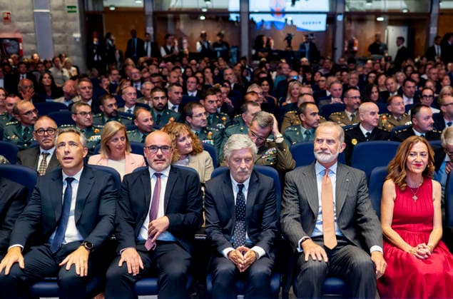 The King presides over the opening of the 2026–2027 academic year at the National School of Civil Protection: King Felipe VI (2nd from left), Interior Minister Fernando Grande Marlaska (3rd from left), and Director General of Civil Protection and Emergencies Virginia Barcones (1st from left), during the opening of the 2026–2027 academic year at the National School of Civil Protection, on September 15, 2026, in Rivas Vaciamadrid, Madrid, Spain. The King presided over the opening ceremony to mark the renovation of the school’s facilities, where students will receive specialized civil protection training from the General State Administration and other entities with which the school maintains collaborative relationships. SEPTEMBER 15, 2026, Ri Copyright: xAlbertoxOrtegax 7776042