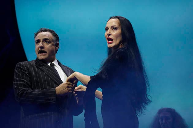 September 18, 2026, Madrid, Community Of Madrid, Spain: Cast members perform on stage during a media preview of two musical numbers from La Familia Addams: El Musical (The Addams Family: The Musical) at the Teatro Calderon on Friday, September 18, 2026, in Madrid, Spain. The exclusive press photocall showcased the vibrant and highly anticipated unconventional comedy, which brings the macabre and beloved Addams family to life with spectacular, life-sized set designs. Offering a tragicomic twist as Wednesday Addams falls in love with a normal boy, the production blends grand orchestral parodies, dark humor, and a surprisingly emotional core about teenage love and acceptance, putting traditional showbusiness cliches under the microscope wi - ZUMAo127 20260918_zep_o127_073 Copyright: xHugoxOrtunox