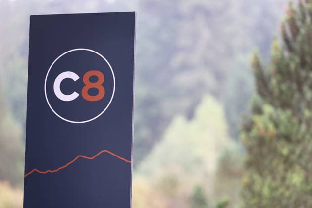 The logo is pictured during the Carpathian 8 Summit in Ivano-Frankivsk region, Ukraine, September 18, 2026. On this day, President of Ukraine Volodymyr Zelenskyy announced the launch of a new format - the Carpathian Eight (C8) - comprising Austria, the Czech Republic, Hungary, Poland, Romania, Serbia, Slovakia, and Ukraine. (Photo by Yurii Rylchuk Ukrinform) Carpathian 8 Summit in western Ukraine Copyright: xYuriixRylchukx