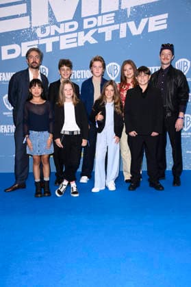 David Dietl, Ai Vy Bui, Nicholas Jonah Peter, Bela Louis Plass, Camille Moltzen, Lara Toni Lüdders, Zahide Kayaci, Kilian Kasa, and Merlin Sandmeyer at the premiere of the movie *Emil and the Detectives* at the KulturBrauerei Berlin cinema, September 20, 2026 Foto:xN.xKubelkax xFuturexImagex emil_6946