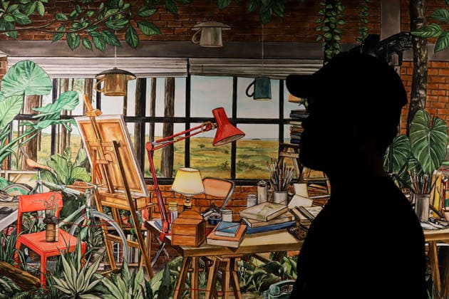 September 20, 2026, Surabaya, East Java, Indonesia: Visitors observe contemporary artworks at the ArtSubs 2026 exhibition at Balai Pemuda, Surabaya, East Java, Indonesia, on September 20, 2026. Titled border, threshold, beyond, the art exhibition features 500 works by 113 artists from across Indonesia, serving as a response to the public s need for a space of contemplation, reflection, and entertainment. Surabaya Indonesia - ZUMAp290 20260920_zip_p290_035 Copyright: xRendyxAgungxPrakosox