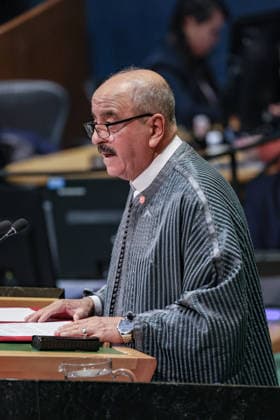 September 26, 2026, New York, New York, United States: MOHAMED ALI NAFTI, Minister of Foreign Affairs, Migration and Tunisians Abroad of Tunisia, addresses the General Debate of the 81st UN General Assembly, with Tunisia highlighting Palestine, development, migration and the need for a more equitable multilateral international system. New York United States - ZUMAo116 20260926_znp_o116_119 Copyright: xBiancaxOterox