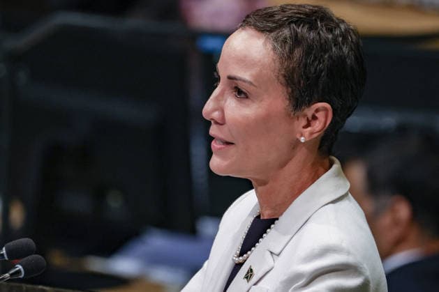 September 26, 2026, New York, New York, United States: KAMINA JOHNSON SMITH, Minister of Foreign Affairs and Foreign Trade of Jamaica, addresses the General Debate of the 81st UN General Assembly, with Jamaica focusing on sustained international support for Haiti, climate resilience and access to financing for vulnerable island states, alongside efforts to combat transnational organised crime, gangs and illicit weapons flows across the Caribbean. New York United States - ZUMAo116 20260926_znp_o116_154 Copyright: xBiancaxOterox