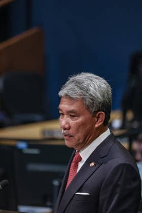 September 26, 2026, New York, New York, United States: MOHAMAD HAJI HASAN, Minister of Foreign Affairs of Malaysia, addresses the General Debate of the 81st UN General Assembly, with Malaysia highlighting Palestine and Gaza, respect for international law, UN Security Council reform, the development gap and the need for stronger multilateral cooperation. New York United States - ZUMAo116 20260926_znp_o116_133 Copyright: xBiancaxOterox