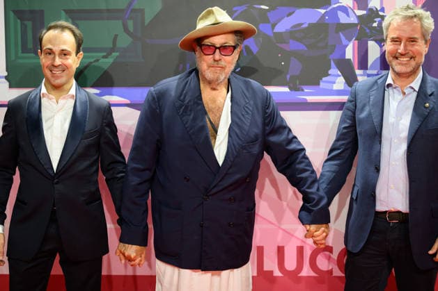 September 27, 2026, Lucca, Lucca, Italy: Nicola Borrelli, President of the Lucca Film Festival, Julian Schnabel, American director and painter, and Mario Pardini, Mayor of Lucca, on the red carpet of the Lucca Film Festival, Lucca, September 27, 2026 Lucca Italy - ZUMAa289 20260927_zia_a289_013 Copyright: xStefanoxDallexLuchex xAgfx