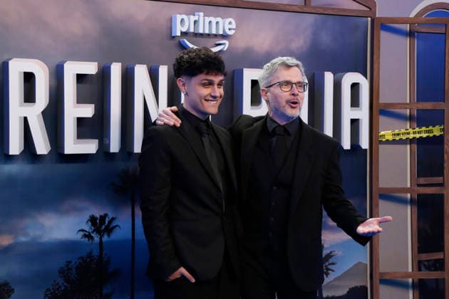 September 28, 2026, Madrid, Community Of Madrid, Spain: Spanish writer JUAN GOMEZ-JURADO (R), author of the bestselling novel upon which the series is based, poses with his son JAVI GOMEZ-JURADO (L) on the blue carpet during the premiere of the second season of the Amazon Prime Video series Reina Roja: Loba Negra at Cine Capitol on Monday, September 28, 2026, in Madrid, Spain. Directed by Koldo Serra, the thriller series follows protagonists Antonia Scott and Jon Gutierrez as they face the Russian mafia in the Costa del Sol. The exclusive debut gathered the main cast and Spanish celebrities to celebrate the show s upcoming global release on October 2, 2026. Madrid Spain - ZUMAo127 20260928_zep_o127_066 Copyright: xHugoxOrtunox