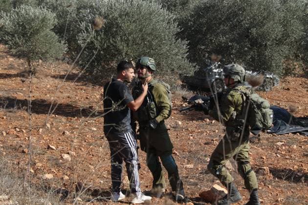 October 2, 2026, Nablus, Palestine, State of: BEITA, NABLUS, PALESTINE †OCTOBER 2, 2026: Israeli settlers and Israeli forces attacked Palestinian farmers while they were picking olives in the Jabal Al-Arma area, east of Beita, south of Nablus. Settlers fired live ammunition toward the farmers, with no injuries reported. According to the Palestinian Red Crescent Society, Israeli forces also beat a 46-year-old Palestinian farmer during raids on olive farms in Beita. Witnesses told Anadolu that Israeli forces fired stun grenades and tear gas at farmers in the Jabal Al-Arma area, forcing them to leave. The olive harvest begins in early October and continues through the end of November, making it an important agricultural and economic se - ZUMAq101 20261002_zna_q101_075 Copyright: xSalmanxMohsenxAlkhatibx