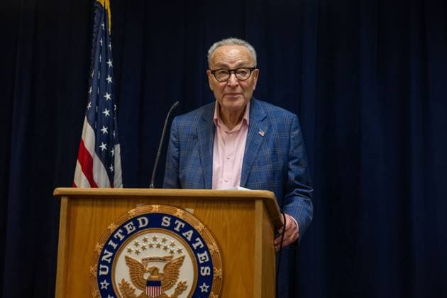 October 4, 2026, New York, New York, United States: U.S. Senator Chuck Schumer (D-NY) speaks.U.S. Senator Chuck Schumer (D-NY) calls for tighter rules and privacy safeguards around Flock Safety AI-powered license plate readers (ALPRs or LPRs), whose network has grown to more than 120,000 cameras across 49 states, according to the company, and continuously record passing vehicles movements without a warrant, probable cause, or even reasonable suspicion on October 04, 2026 in New York City. New York United States - ZUMAs197 20261004_aaa_s197_191 Copyright: xRonxAdarx