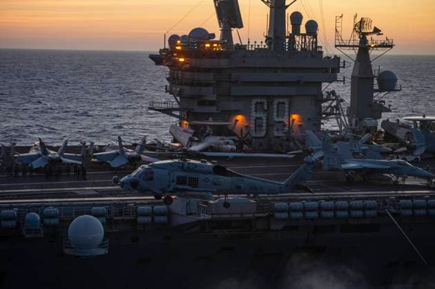 US aircraft carrier USS Dwight D. Eisenhower on its way to the Eastern Mediterranean Sea