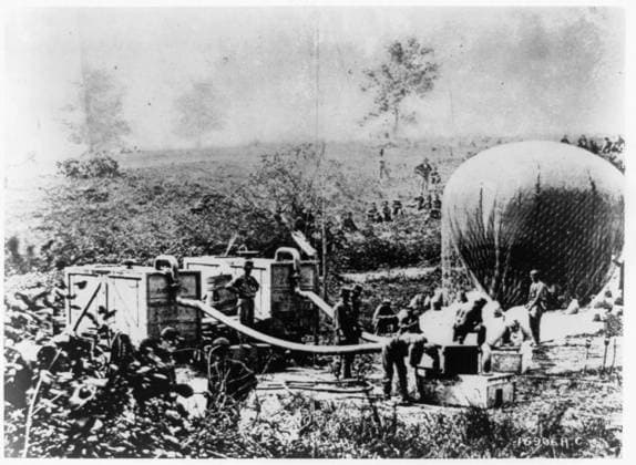 IMAGO International History, Archive, American Civil War, Aerial reconnaissance with hot air balloons 1861-1865