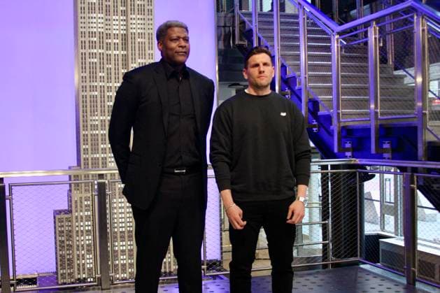 Celebrity, Chris Distefano and Larry Johnson visit the Empire State Building in New York