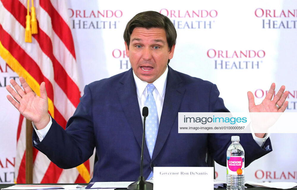 Florida Gov. Ron DeSantis answers a question during a press briefing on the state s status in the coronavirus crisis, at Orlando Health s Orlando Regional Medical Center, Sunday, April 26, 2020. Orlando USA - ZUMAm67_ 20200426_zaf_m67_007