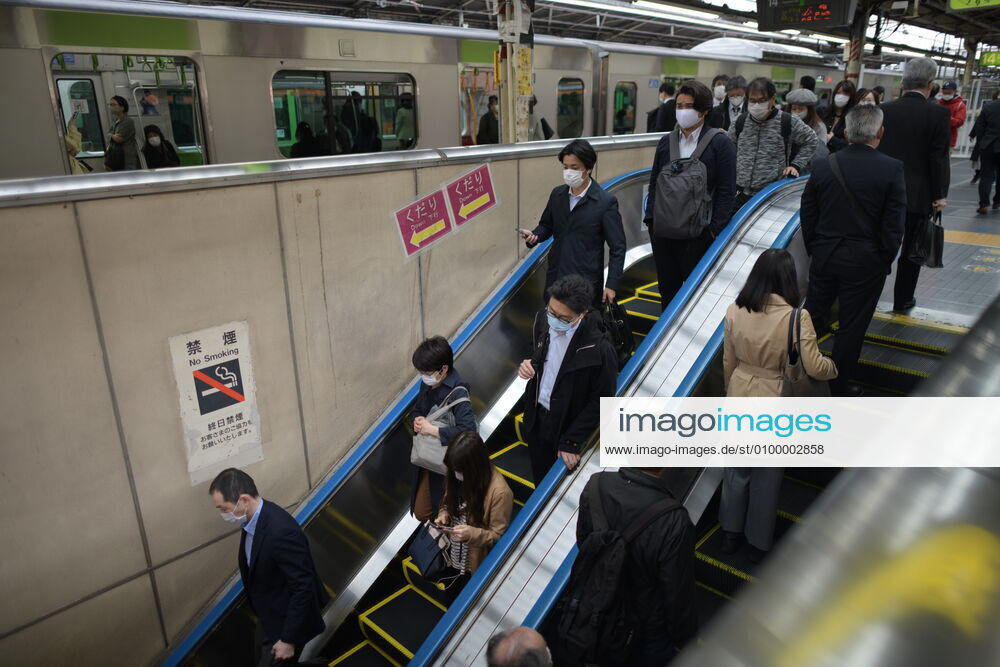 Commuters wearing face mask head to work early morning during a rush hour in Tokyo amid concerns of the COVID-19 coronavirus on Monday, April 27, 2020. Japanese Prime Minister Shinzo Abe declared a nationwide State of Emergency last week urging people to stay home to prevent the spreading of the coronavirus throughout the country. (Photo: Richard Atrero de Guzman AFLO) (125743148)