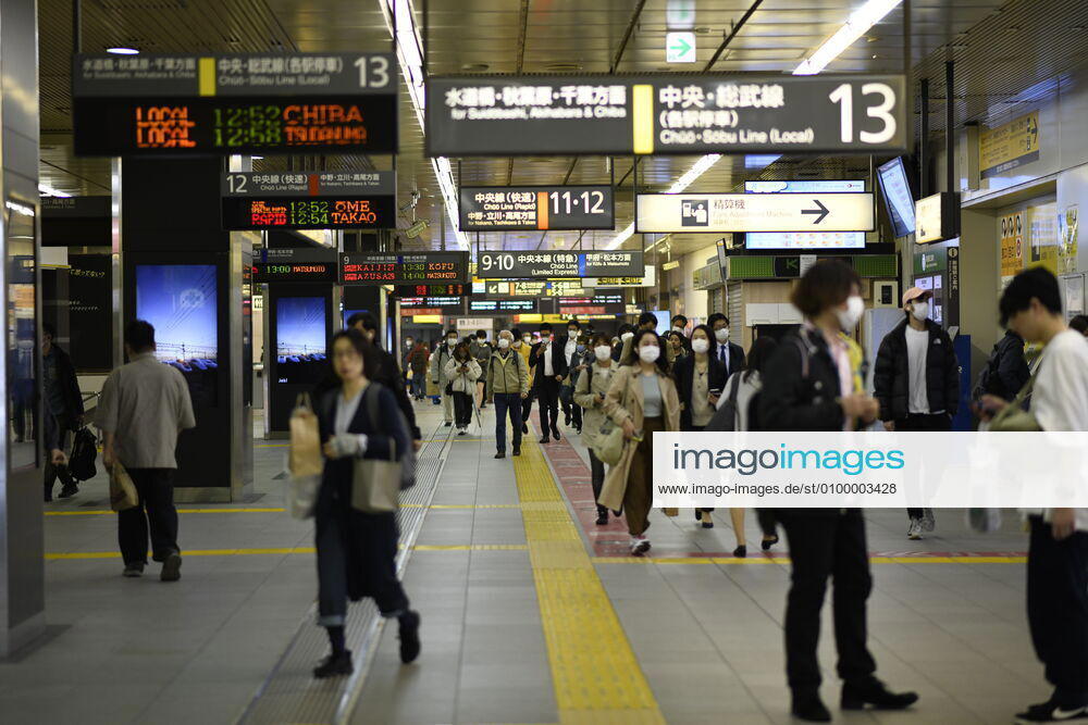 Commuters wearing face mask head to work early morning during a rush hour in Tokyo amid concerns of the COVID-19 coronavirus on Monday, April 27, 2020. Japanese Prime Minister Shinzo Abe declared a nationwide State of Emergency last week urging people to stay home to prevent the spreading of the coronavirus throughout the country. (Photo: Richard Atrero de Guzman AFLO) (125743448)