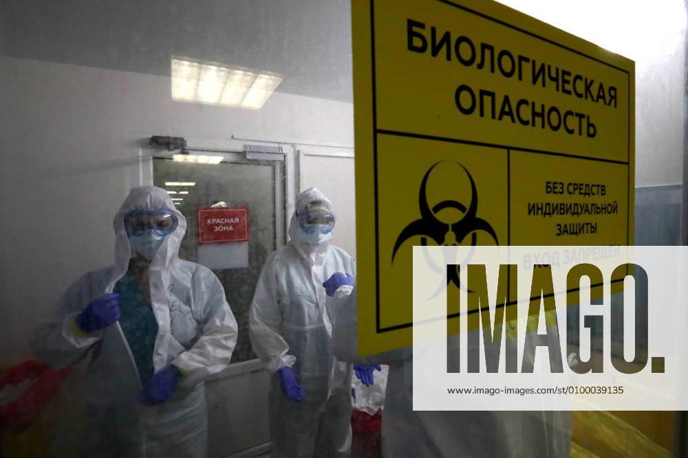 Medical workers after a shift at the COVID-19 treatment facility at Pirogov City Clinical Hospital 1. The facility treats COVID-19 patients, patients with suspected coronavirus and patients with viral community-acquired pneumonia. Sergei Karpukhin TASS TS0D73BF