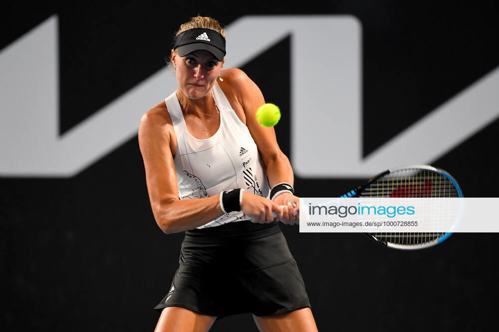 TENNIS AUSTRALIAN OPEN, Kristina Mladenovic of France in action during her second Round Women s singles match against Nao Hibino of Japan on Day 4 of the Australian Open at Melbourne Park in Melbourne, Thursday, February 11, 2021. ( NO ARCHIVING, , NO USE IN BOOKS WITHOUT CONSENT MELBOURNE VIC AUSTRALIA