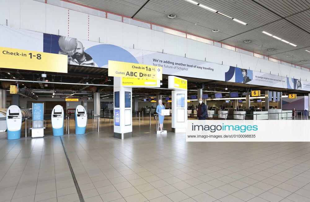 Amsterdam Airport Schiphol in the Netherlands is virtually empty and abandoned as a result of the corona virus (c) PPE Beijersbergen Amsterdam The Netherlands