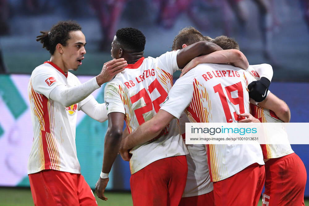 Football 1 Bundesliga 23 Spieltag RB Leipzig Borussia Mönchengladbach on 27 02 2021 at the Red Bull Arena in Leipzig Goal celebrations for the 3 2 by Alexander Sorloth Sörloth Leipzig DFL regulations prohibit any use of photographs as image sequences and or quasi video