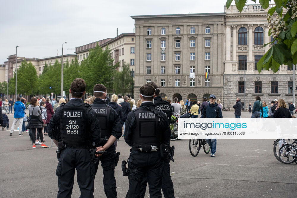 In Leipzig the constitution was painted with chalk on the floor in front of the Leipzig City Library while at a demonstration an open microphone was used for a corona debate for all there was Wilhelm Leuschner Platz Centre Saxony Germany