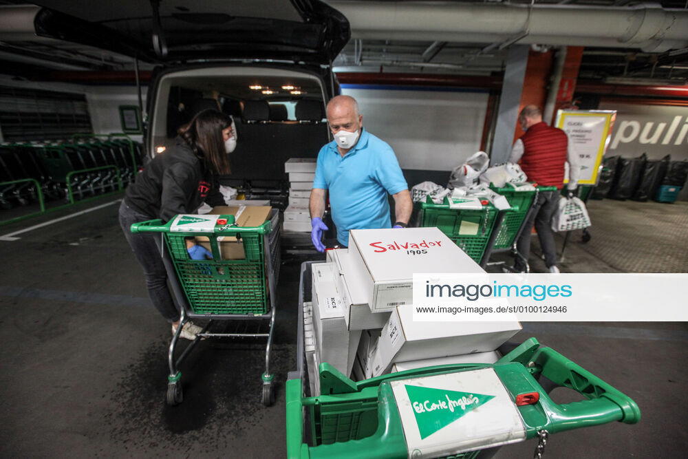 April 28, 2020 (Malaga) The Association Altamar de Malaga receives food and basic necessities in the Corteingles to be distributed to families with few resources due to the coronavirus crisis - ZUMAc161 20200428_zap_c161_048