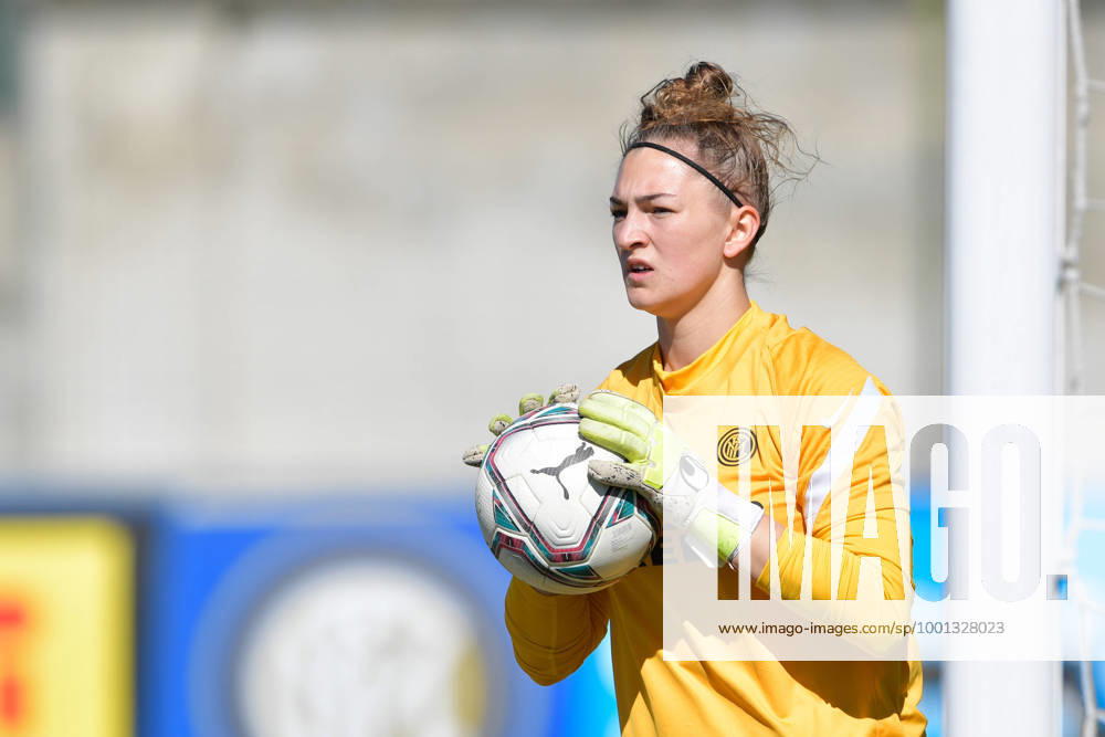 Sesto San Giovanni (MI), Italy, Goalkeeper Astrid Gilardi ( 12 Inter) during warm up before the Italian Cup semifinals first leg match between FC Internazionale and AC Milan at Breda Stadium in Sesto S.Giovanni (Milan), Italy Italian Cup semifinals first leg - FC Internazionale v AC Milan
