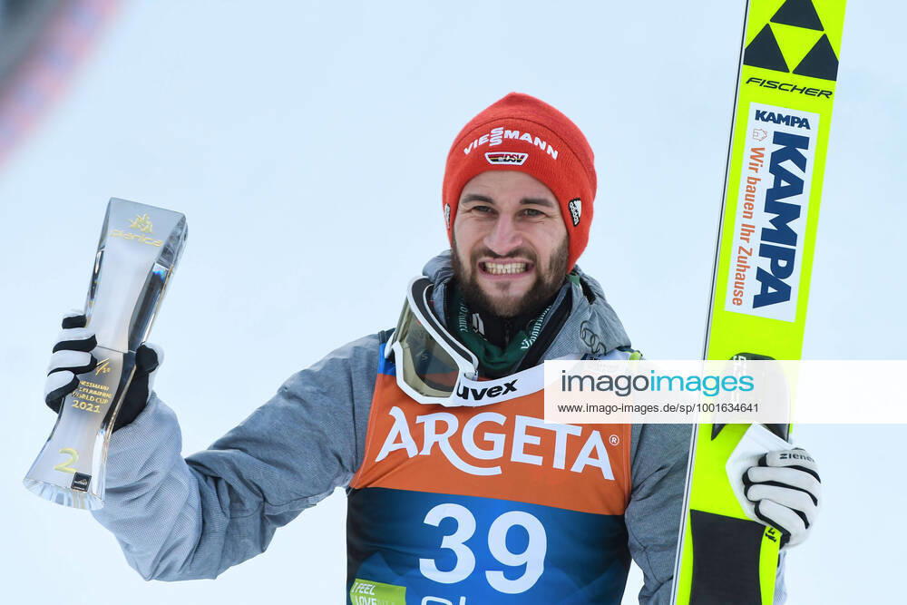 Markus Eisenbichler of Germany celebrates after finishing second at the FIS Ski jumping, Skispringen, Ski, nordisch World Cup Flying Hill Individual competition in Planica. Planica Slovenia - ZUMAs197 20210325_zaa_s197_167
