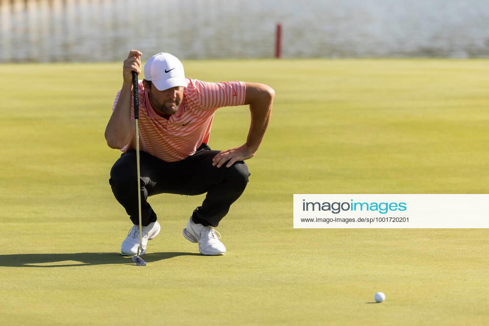 AUSTIN, TX - MARCH 28: Scottie Scheffler lines up a par putt on the twelfth hole during the championship finals of the WGC-Dell Technologies Match Play Tournament on March 28, 2021, at Austin Country Club in Austin, TX. (Photo by David Buono Icon Sportswire) GOLF: MAR 28 PGA, Golf Herren - World Golf Championships-Dell Technologies Match Play Icon21032871