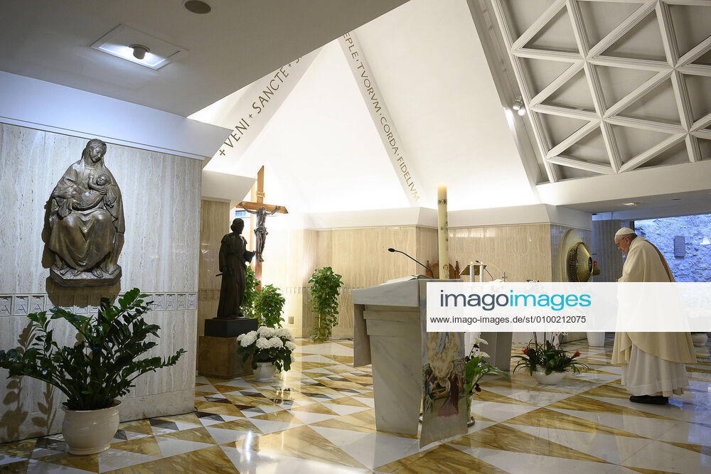 NO FRANCE - NO SWITZERLAND: May 2,2020 : Pope Francis celebrates a mass in Saint Marta at the Vatican . NOT FOR SALE FOR MARKETING OR ADVERTISING CAMPAIGNS