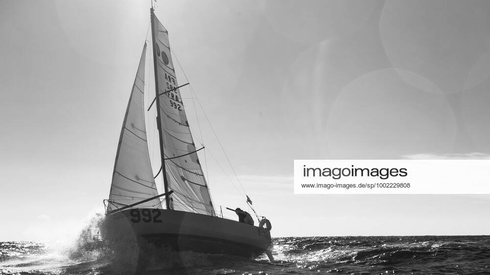 Italian Sailor Gianmarco Sardi in Imperia while training on his boat Antistene. Gianmarco, nick Mambo will attend the Mini Transat 2021, a solo transatlantic yacht race which starts in France and ends in the Caribbean.