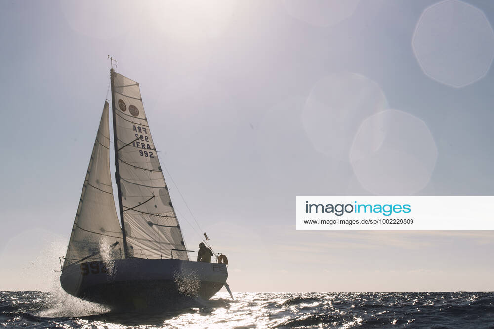 Italian Sailor Gianmarco Sardi in Imperia while training on his boat Antistene. Gianmarco, nick Mambo will attend the Mini Transat 2021, a solo transatlantic yacht race which starts in France and ends in the Caribbean.