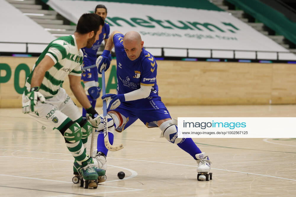Sporting CP v OC Barcelos - Rink Hockey 1st Division Playoff Reinaldo Ventura in action during the Rink Hockey playoffs 1st leg between Sporting CP and OC Barcelos, at Pavilhao Joao Rocha, Lisboa, Portugal, 08, May, 2021 Lisbon Portugal rico-sporting210508_npGR1