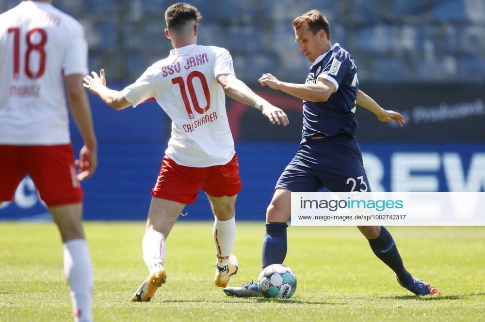 Football season 2020 21 2 Bundesliga, 32 Matchday, VFL Bochum Jahn Regensburg 5 1 Kaan CALISKANER white left and Robert TESCHE VFL right