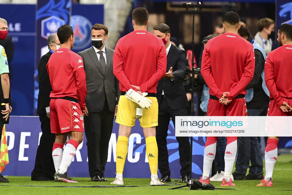Emmanuel Macron - President de la Republique Francaise Nasser al Khelaifi - President Directeur General PSG Niko Kovac - Entraineur (Monaco) Wissam Ben Yedder (Monaco) Dmitry RYBOLOVLEV - president (Monaco) Noel Le Graet - president FFF FOOTBALL : Finale de la Coupe de France - Monaco vs PSG - 19 05 2021 JBAutissier Panoramic